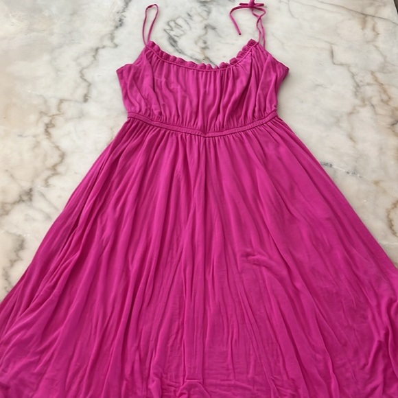 J Crew Magenta Pink Crinkle Midi Dress Dress Loose Fit Sz XS to S - Picture 10 of 16